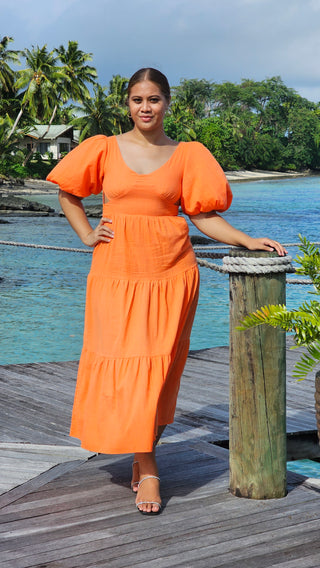 Orange Balloon Dress